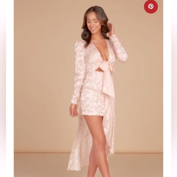 LADAIRE Cecile Tie Front Mini Dress in Cloud Pink - Picture 1 of 8